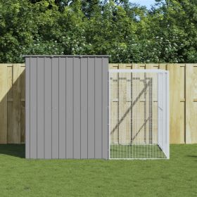 Dog House with Run Light Gray 84.3"x99.6"x71.3" Galvanized Steel