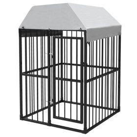 Heavy-Duty Outdoor Dog Kennel with Roof 4'x4'x6.2'