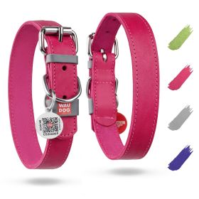 Long Lasting Leather Dog Collar for Large Dogs Medium Small Dogs Adjustable for Boy Girl Dog Collars with Durable Buckle D Ring Pink 15 - 20 inch Neck