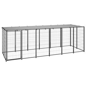 Dog Kennel Black 129.9"x43.3"x43.3" Steel