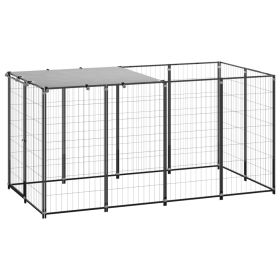 Dog Kennel Black 26 ft² Steel