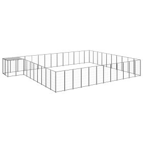 Dog Kennel Black 403.8ft² Steel