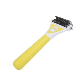 Dog Brush Pet Hair Remover Double Sided Open Knot Comb Dog Dematting Tool Deshedding Dog Brush - Double-Sided Pet Hair Remover For Cats & Dogs - Under (Color: yellow)