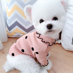 Dot turtleneck dog bottoming shirt (Color: pink, size: XL)