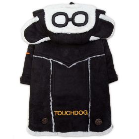 Touchdog 'Tuskegee' Aero-Vintage Designer Dog Coat (Color: black, size: large)