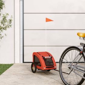 Pet Bike Trailer Orange Oxford Fabric and Iron (Color: Orange)