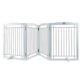 VEVOR Free Standing Dog Gate, 32" H x 96.5" W Freestanding Pet Gate, 4 Panels Foldable Dog Gate for Wide and Narrow Passageways (Function: Foldable, Width: 96.5 inches)