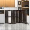 36 Inch Folding Wooden Freestanding Pet Gate Dog Gate with 360° Flexible Hinge