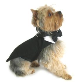 Black Dog Harness Tuxedo w/Tails, Bow Tie, and Cotton Collar (size: X-Large)