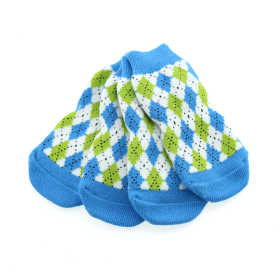 Non-Skid Dog Socks (Color: Blue and Green Argyle, size: medium)